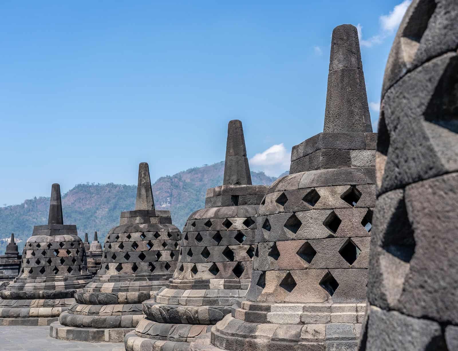 The stupas of Borobudur, Java, Indonesia