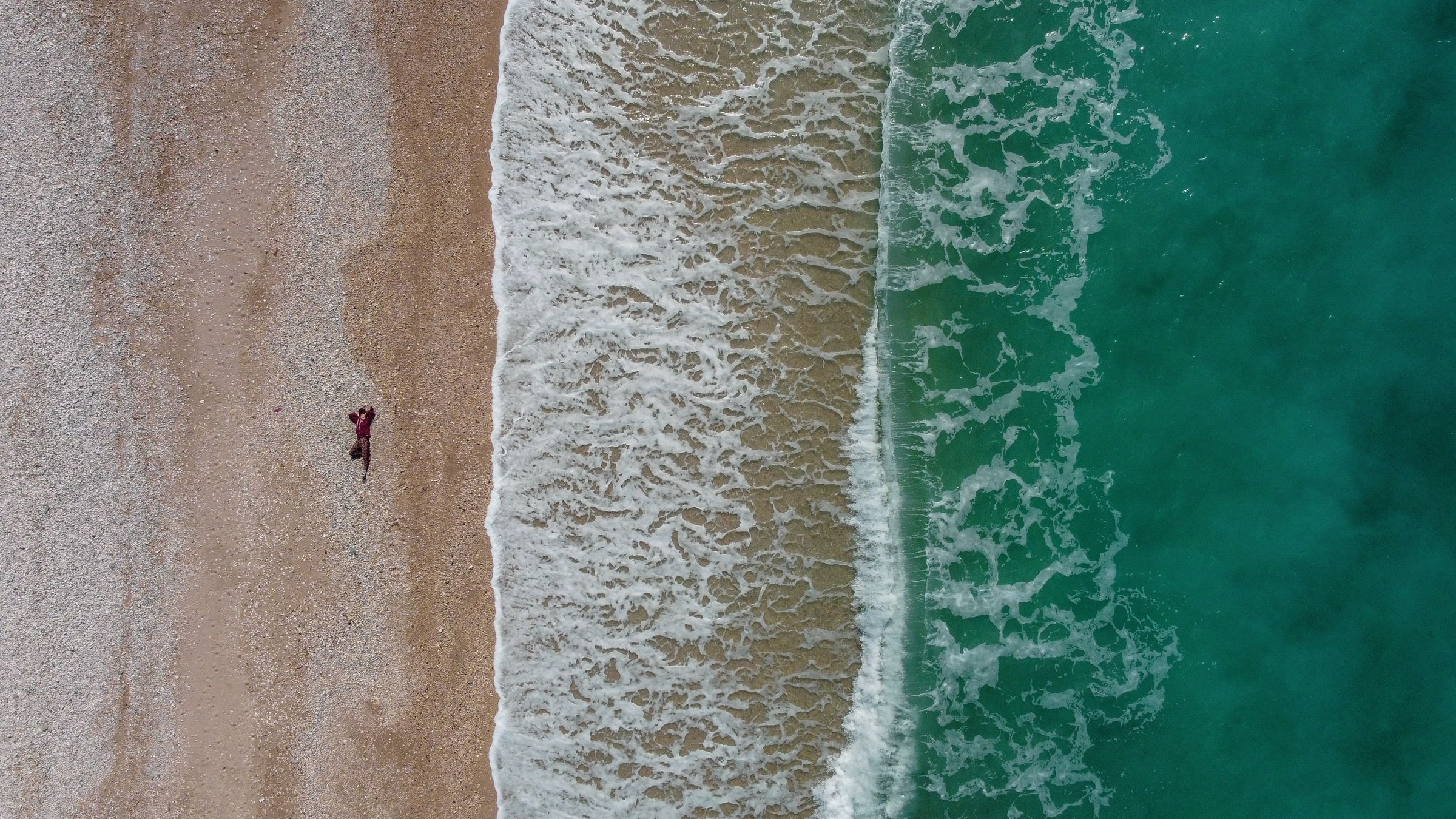 Borsh beach on the Albanian Riviera from above
