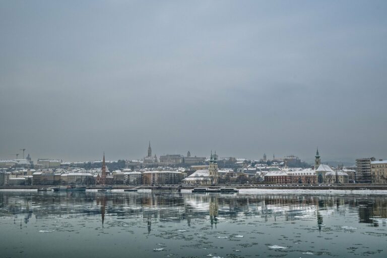 Budapest's skyline across the Danube in winter