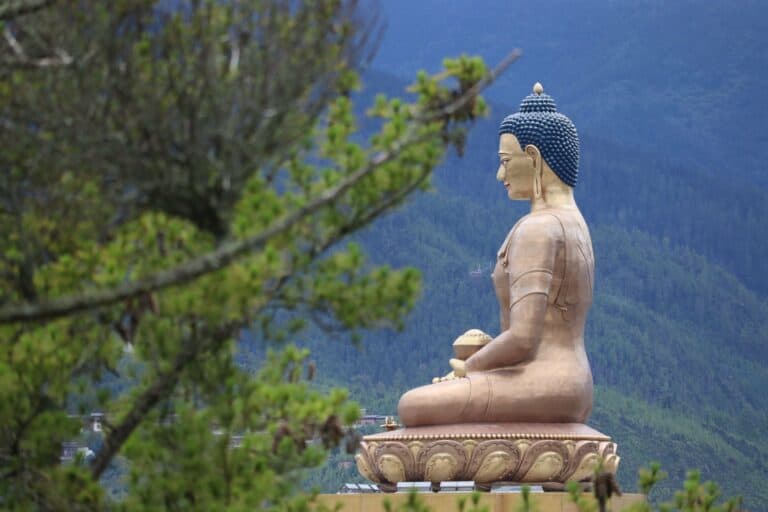 The golden Buddha statue above Thimphu, Bhutan