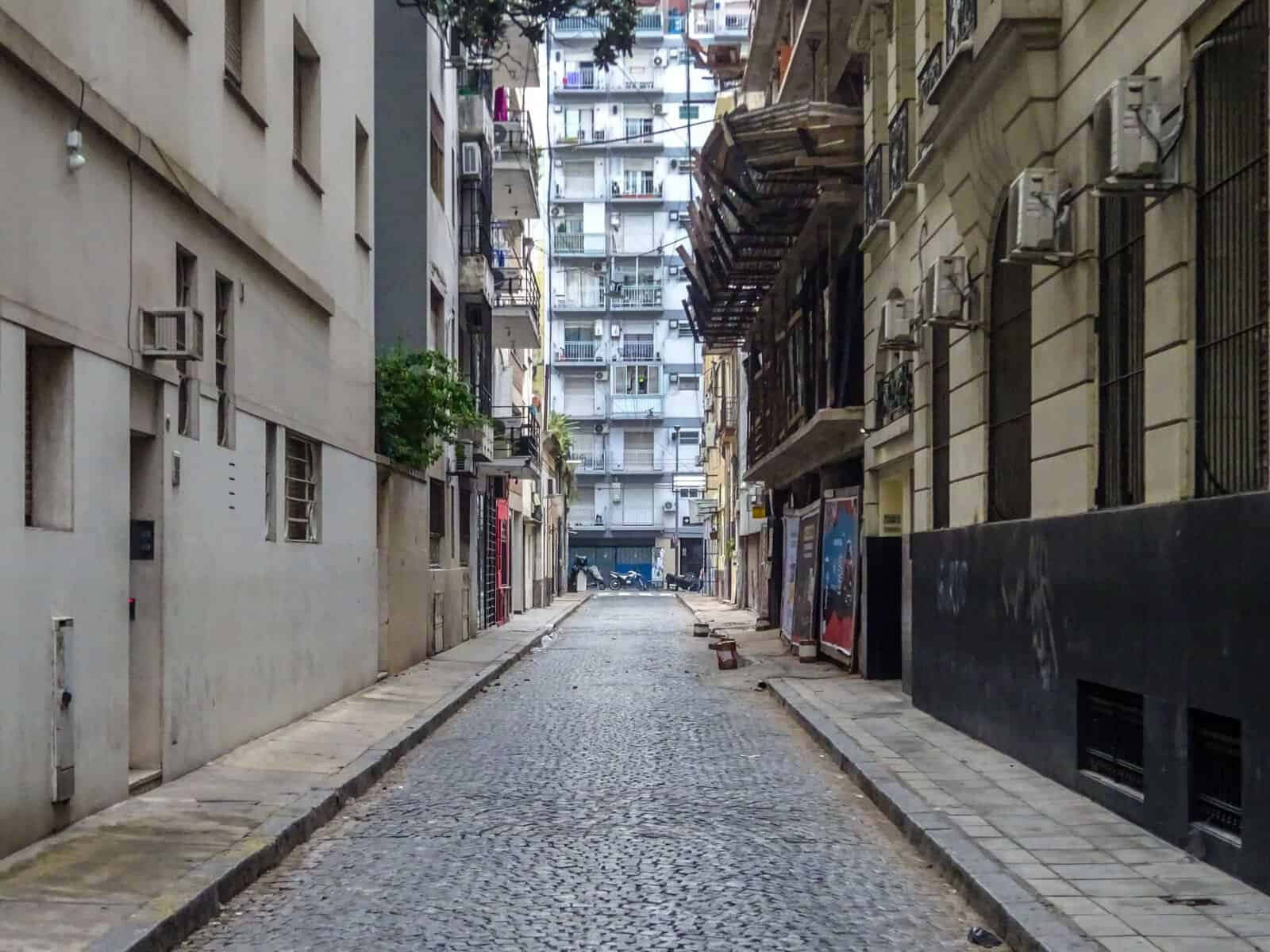 A cobbled street in Buenos Aires