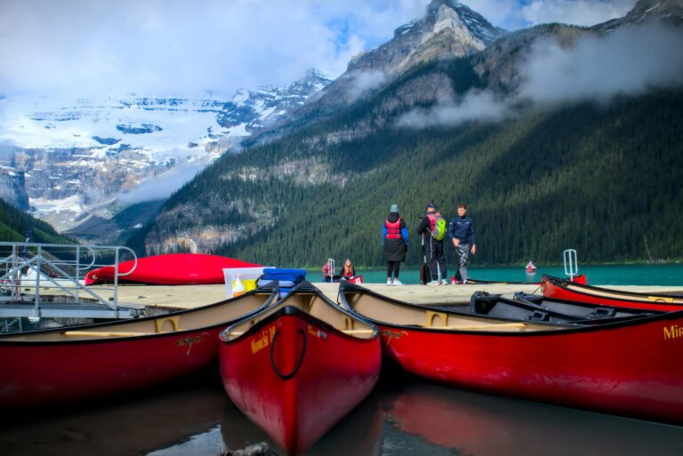 Red canoes at Lake Louise