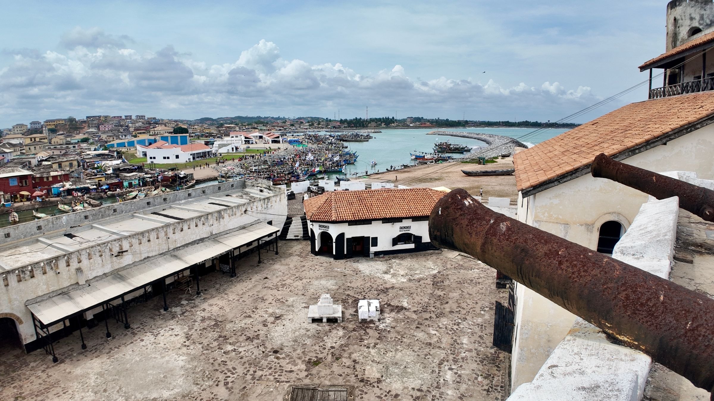 The coast and historic buildings of Cape Coast, Ghana