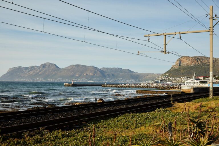 Railway tracks along the coast near Cape Town