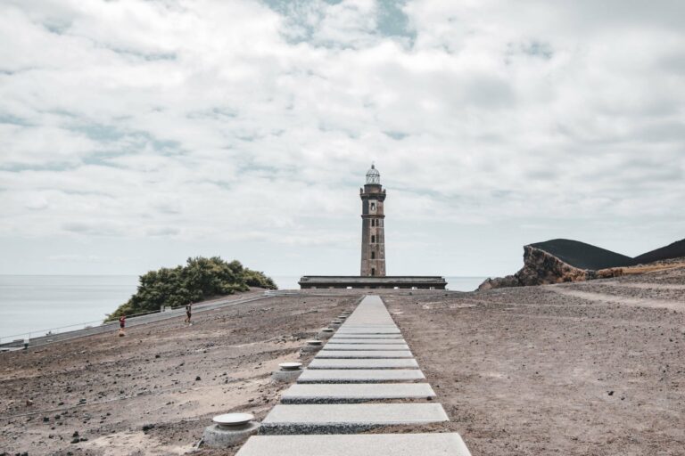 The Capelinhos lighthouse on Faial
