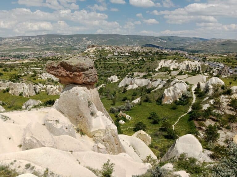 Rock formations and walking trails in Cappadocia