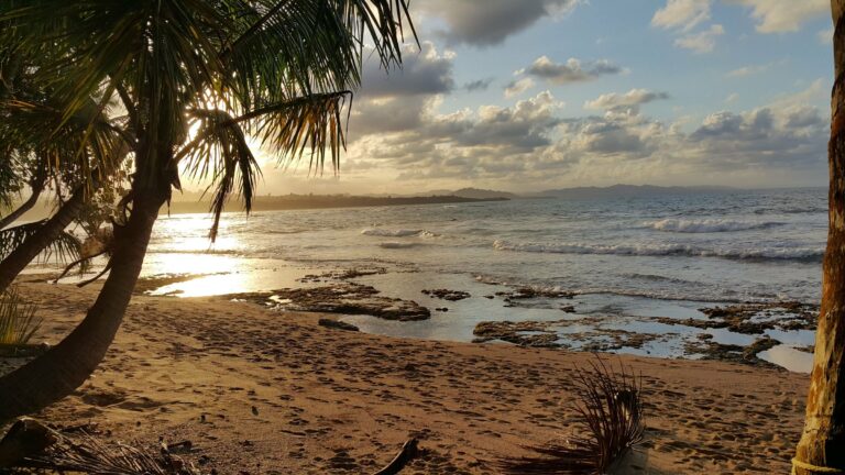 Sunset on a Caribbean beach in Puerto Viejo