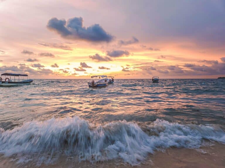 Sunset over the sea at Cartagena, Colombia