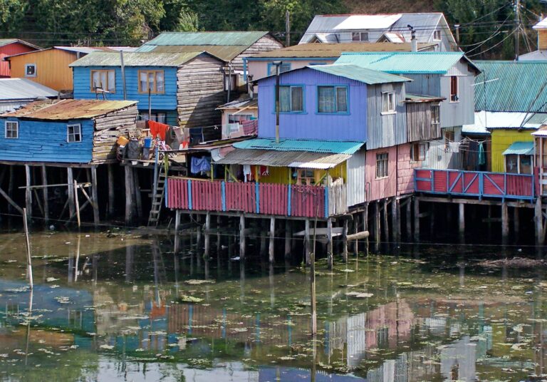 Stilt houses on the water in Castro, Chiloé
