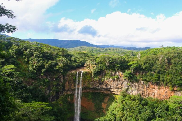 The Chamarel waterfall in Mauritius