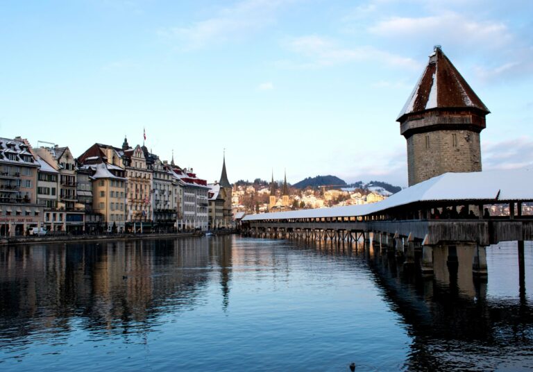 Lucerne's Chapel Bridge in winter
