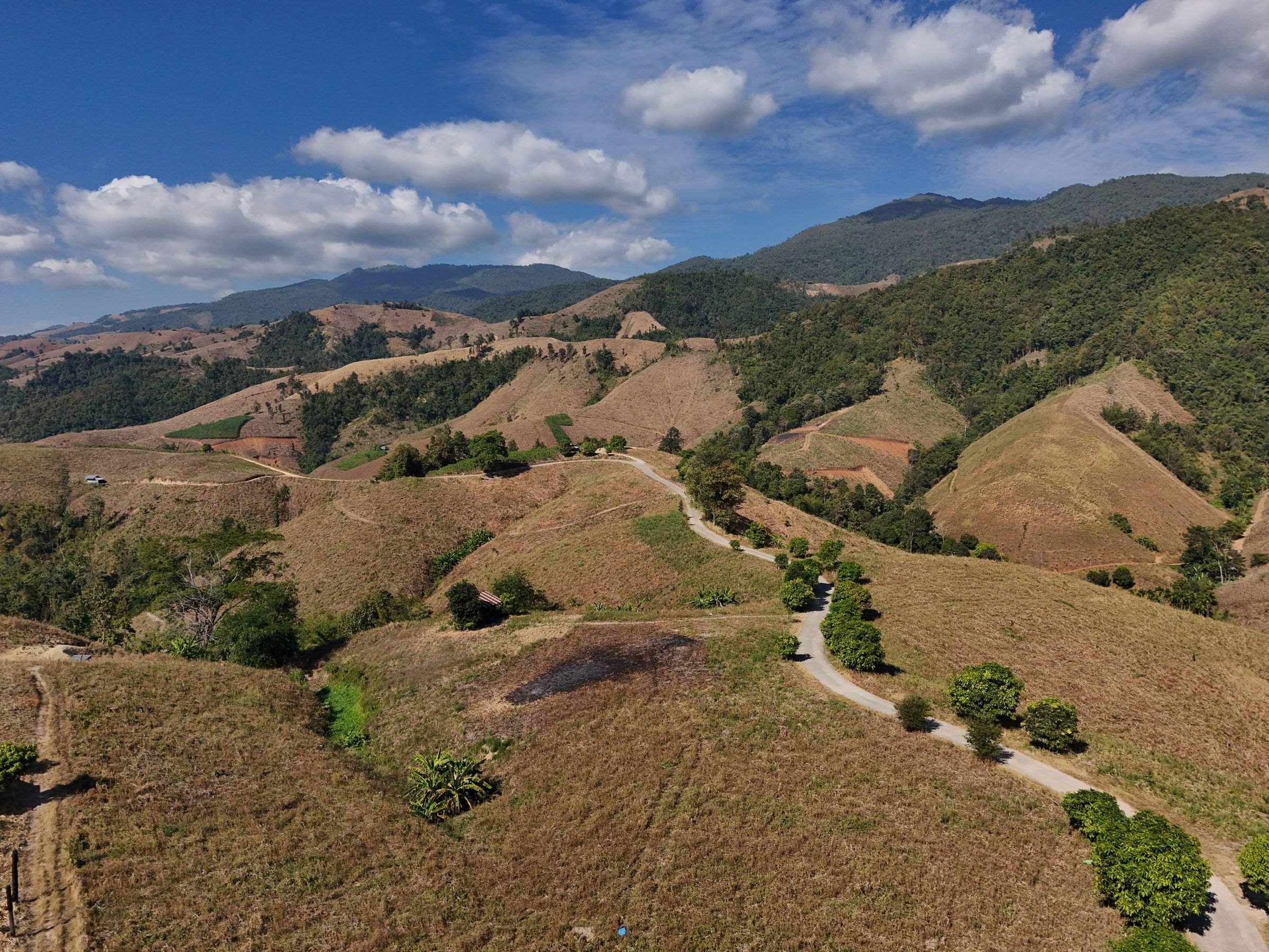 Rolling hills near Chiang Mai from above