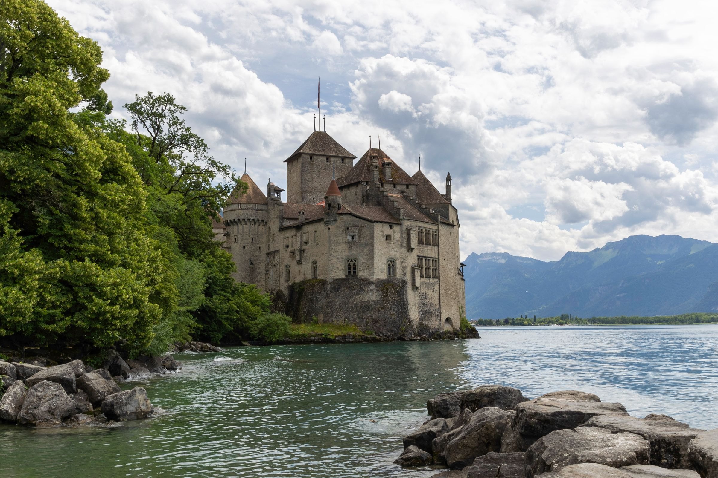 Chillon Castle on the shore of Lake Geneva
