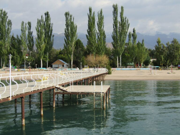 A pier on the shore of Lake Issyk-Kul