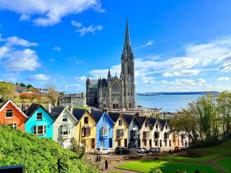 Cobh's colourful houses below St Colman's Cathedral