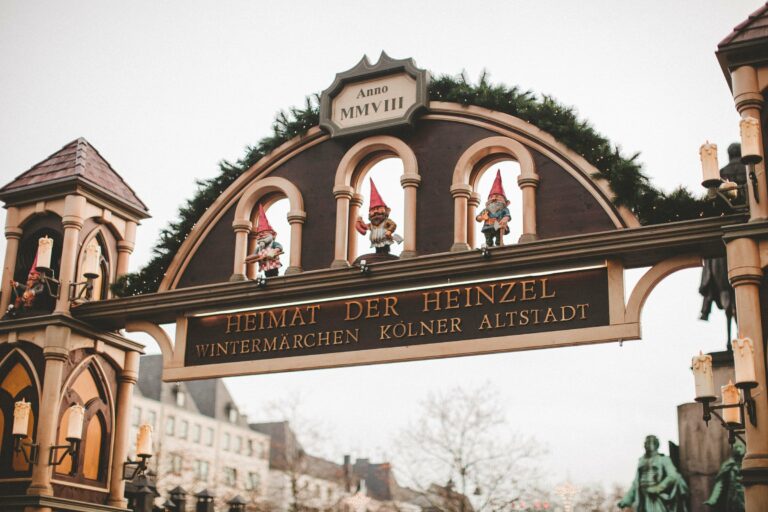 The entrance to a Christmas market in Cologne's old town
