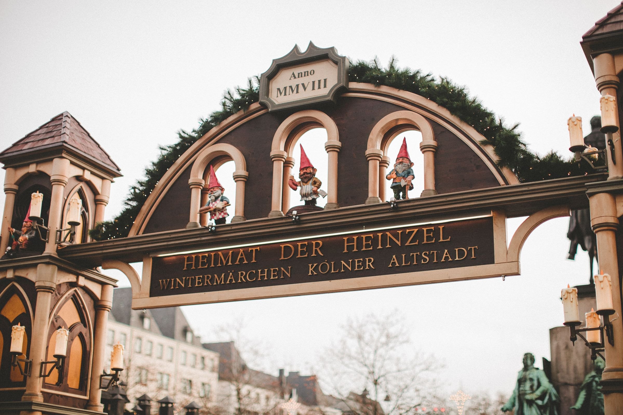 The entrance to a Christmas market in Cologne's old town