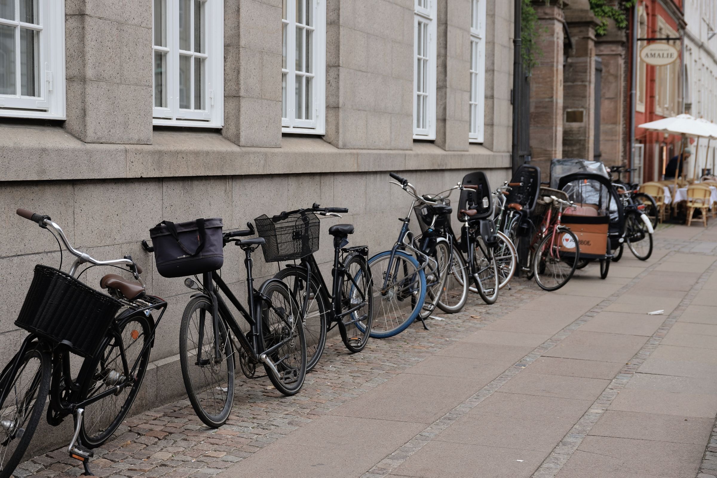 Bicycles parked on a Copenhagen street