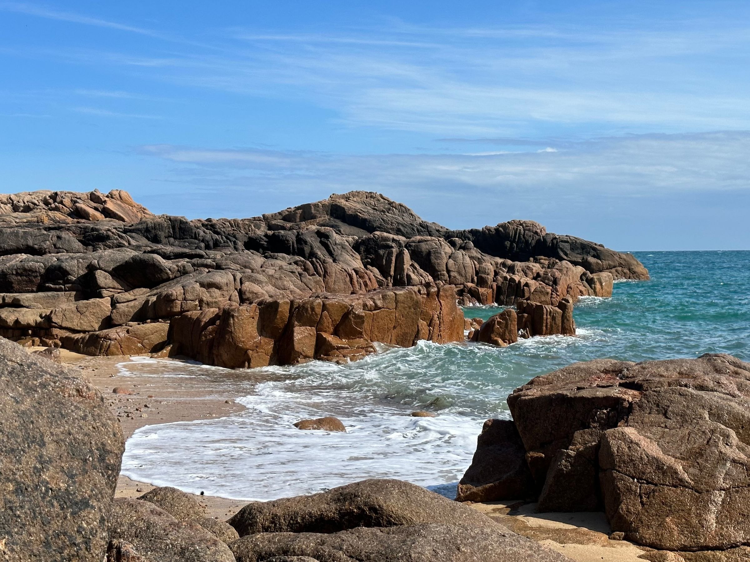 Waves on the rocks at Corbière Point, Jersey