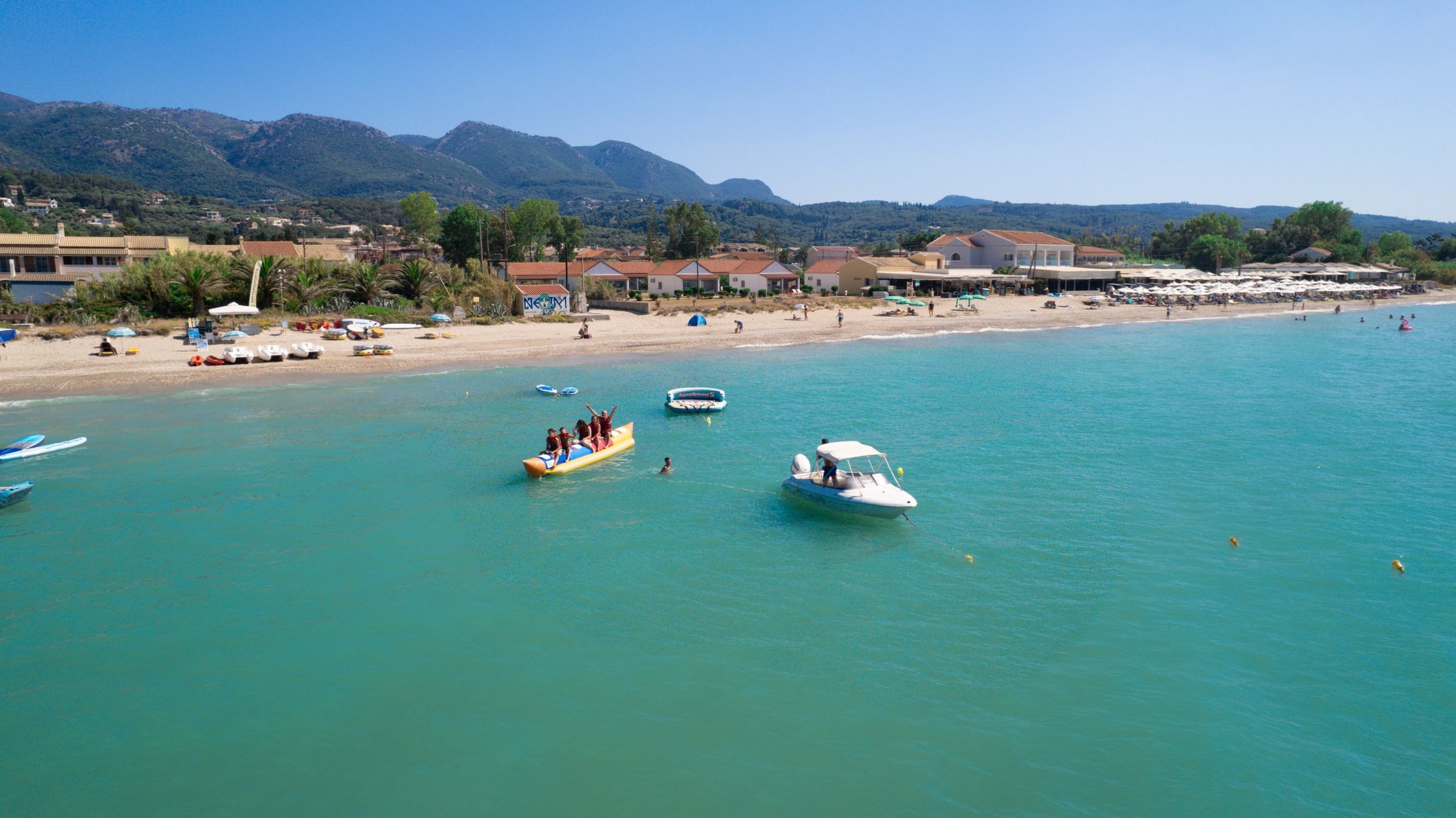 Turquoise sea on a Corfu beach