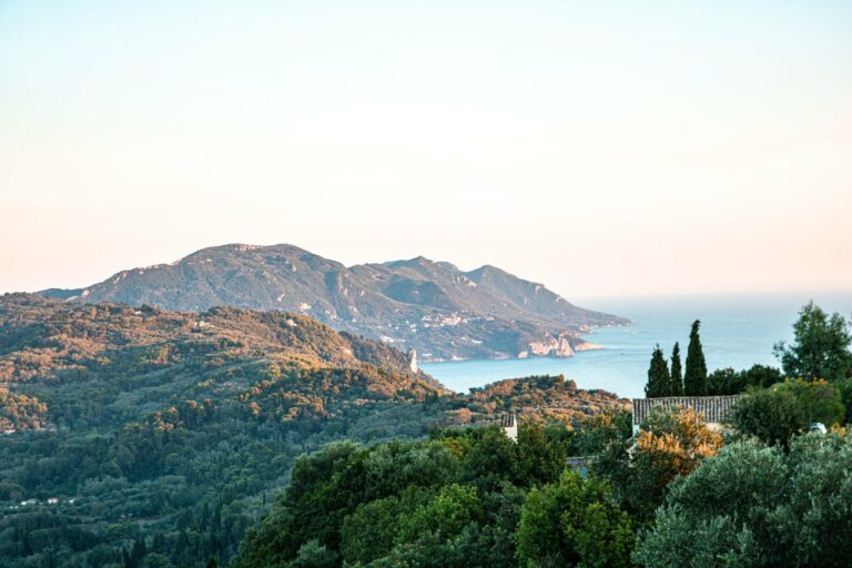 Green hills on the Corfu coast