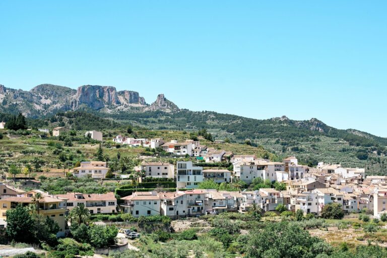 A Mediterranean village below the mountains