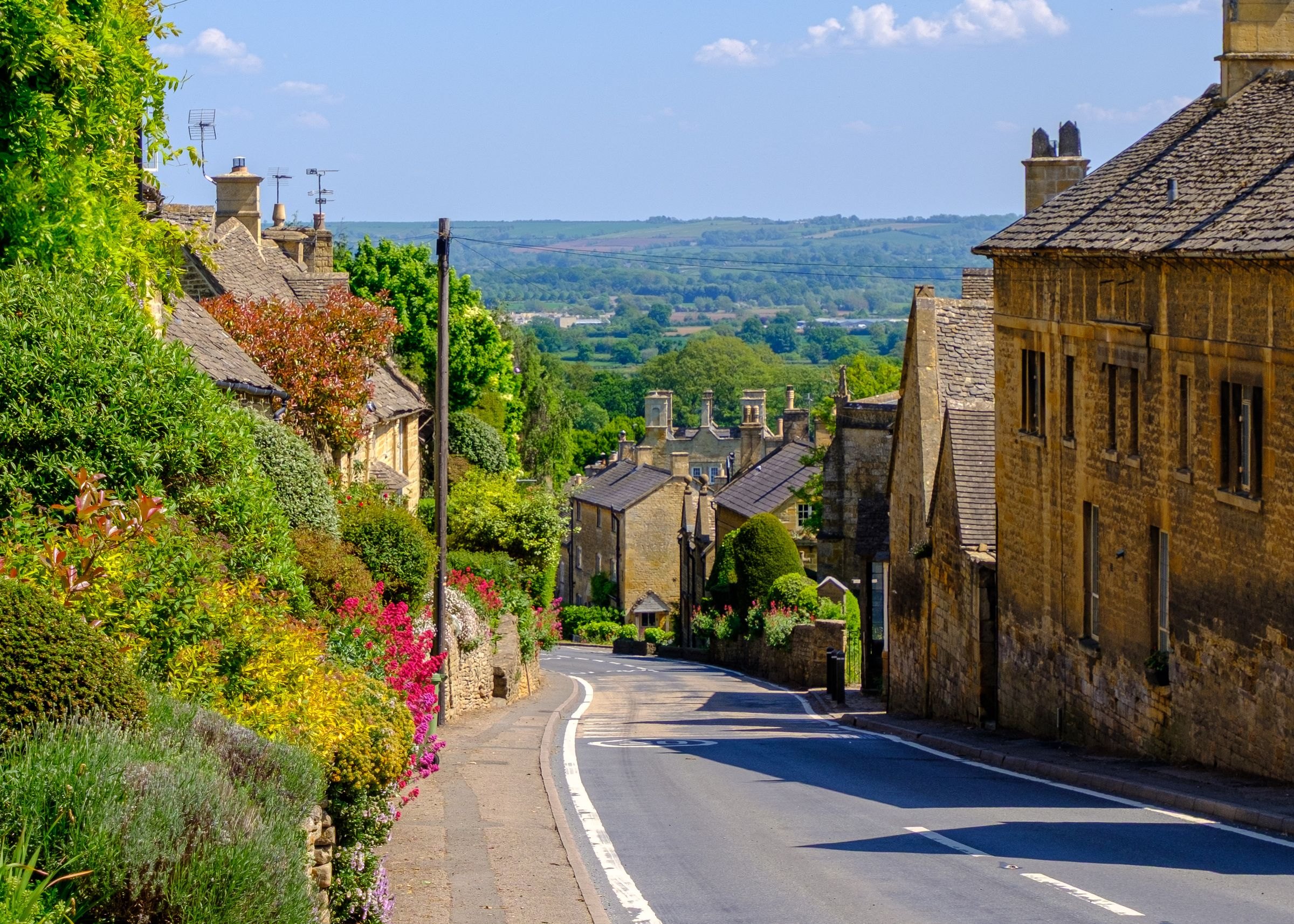 A lane between stone houses in the Cotswolds