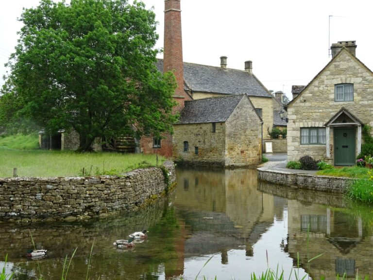 An old stone mill and pond in the Cotswolds