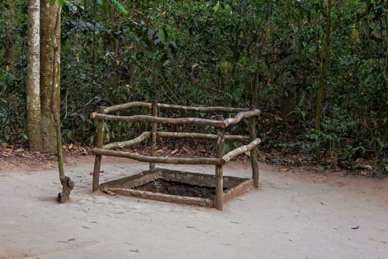 An entrance to the Cu Chi Tunnels, Vietnam