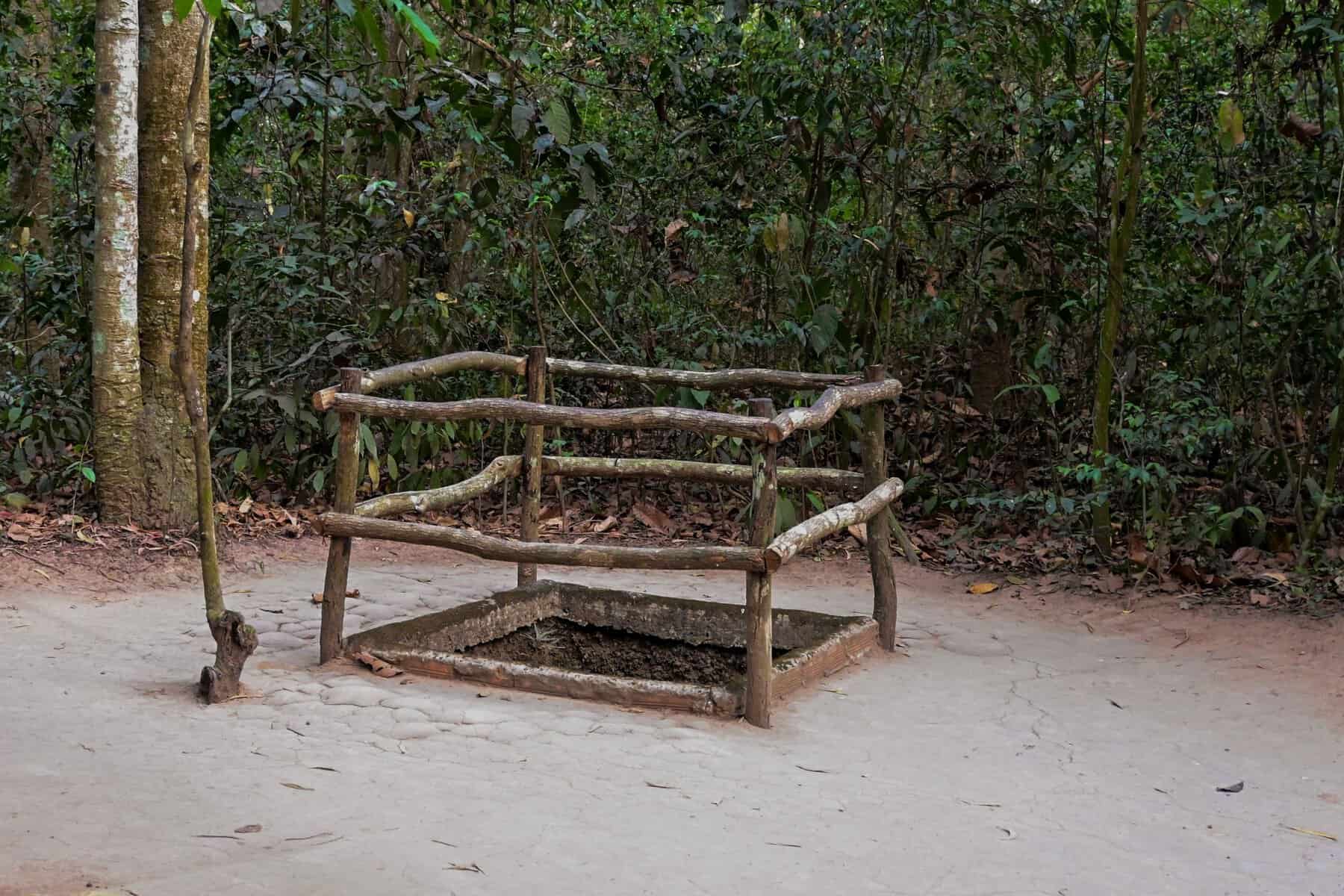 An entrance to the Cu Chi Tunnels, Vietnam