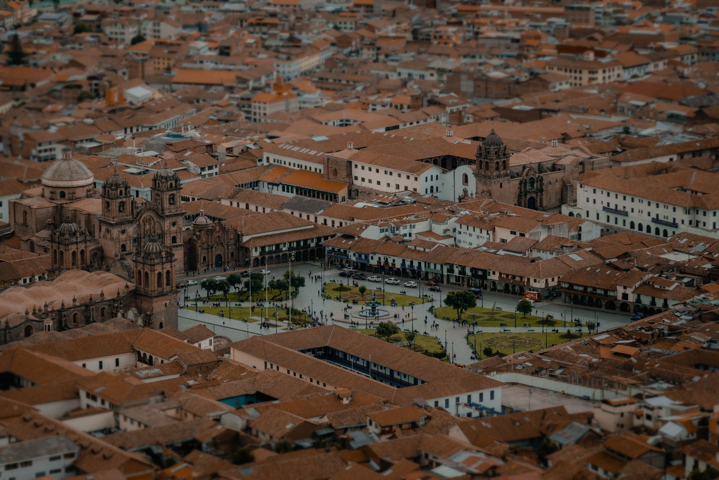 The Plaza de Armas in Cusco from above