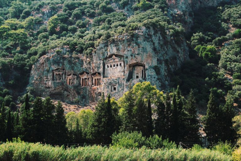 Lycian rock tombs above the river at Dalyan