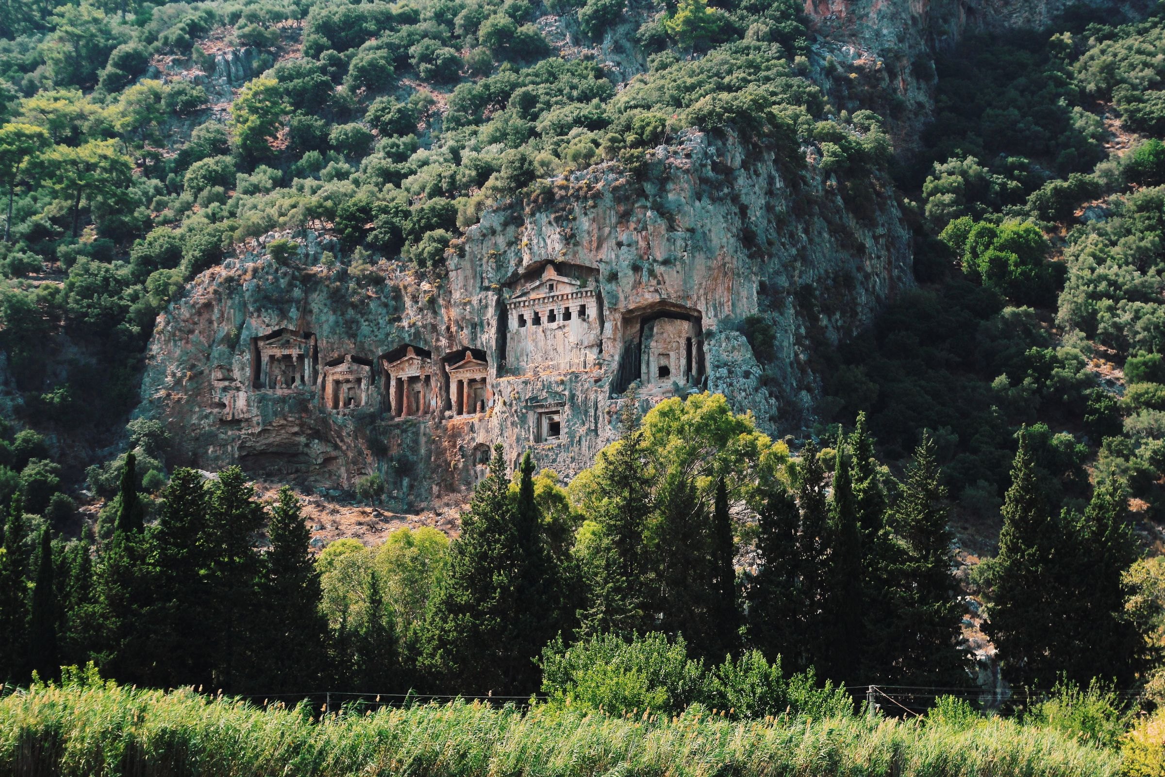 Lycian rock tombs above the river at Dalyan