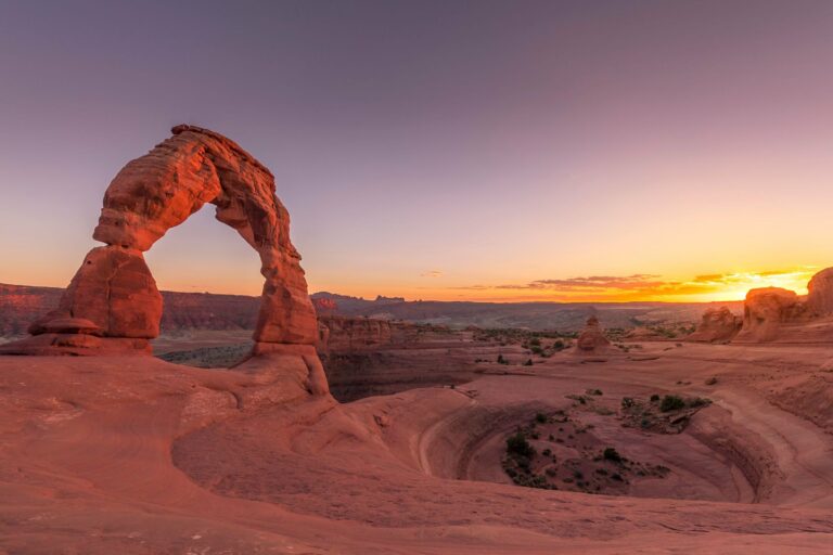 Delicate Arch at sunset in Arches National Park