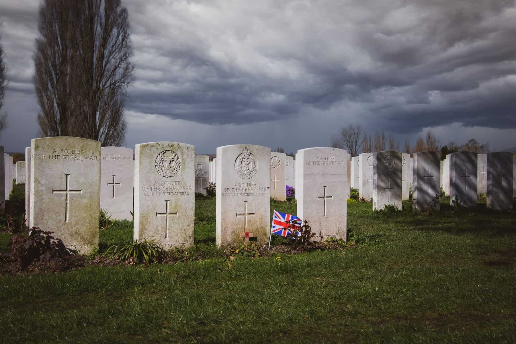 British war graves at Delville Wood Cemetery, Longueval, on the Somme