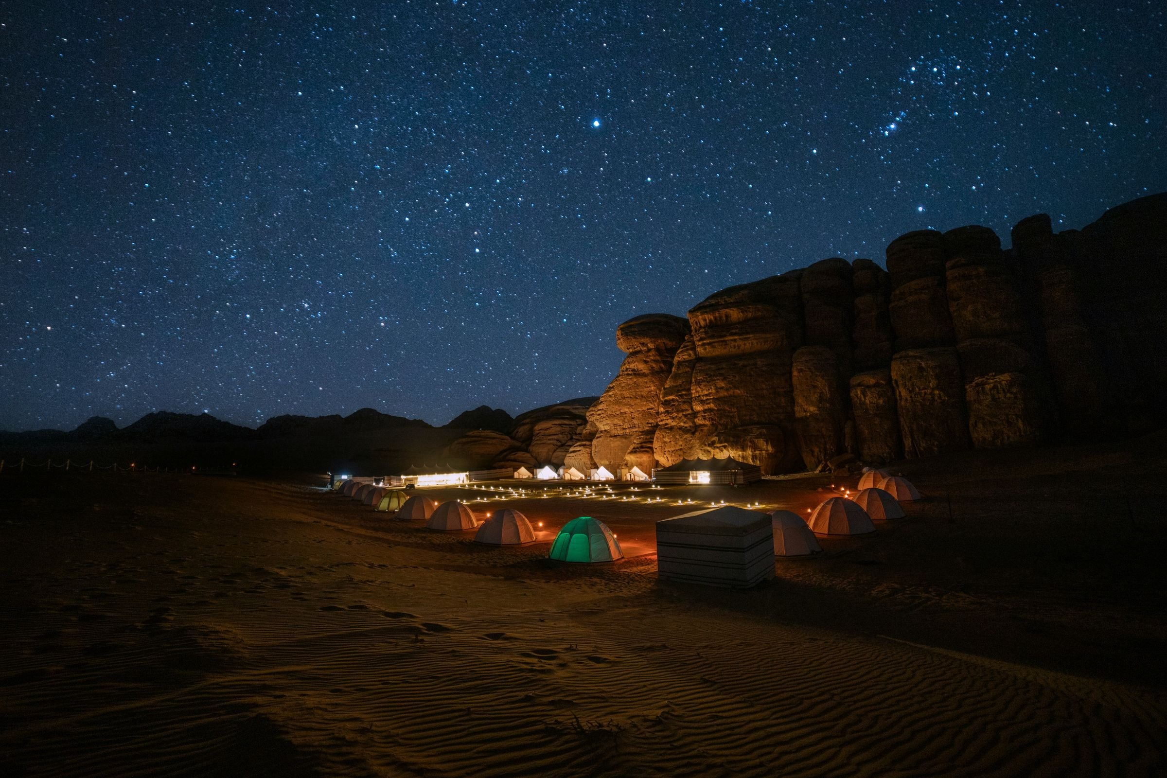 A desert camp under the stars