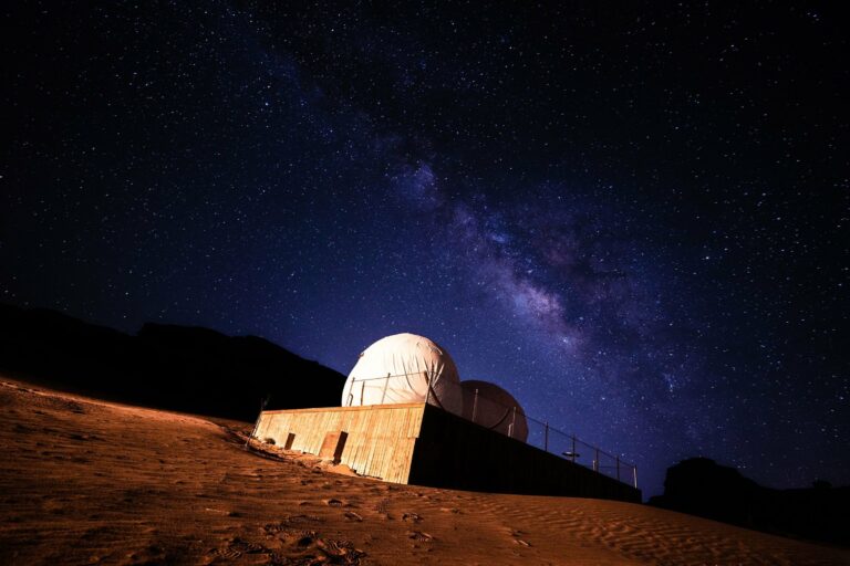The Milky Way over a desert observatory