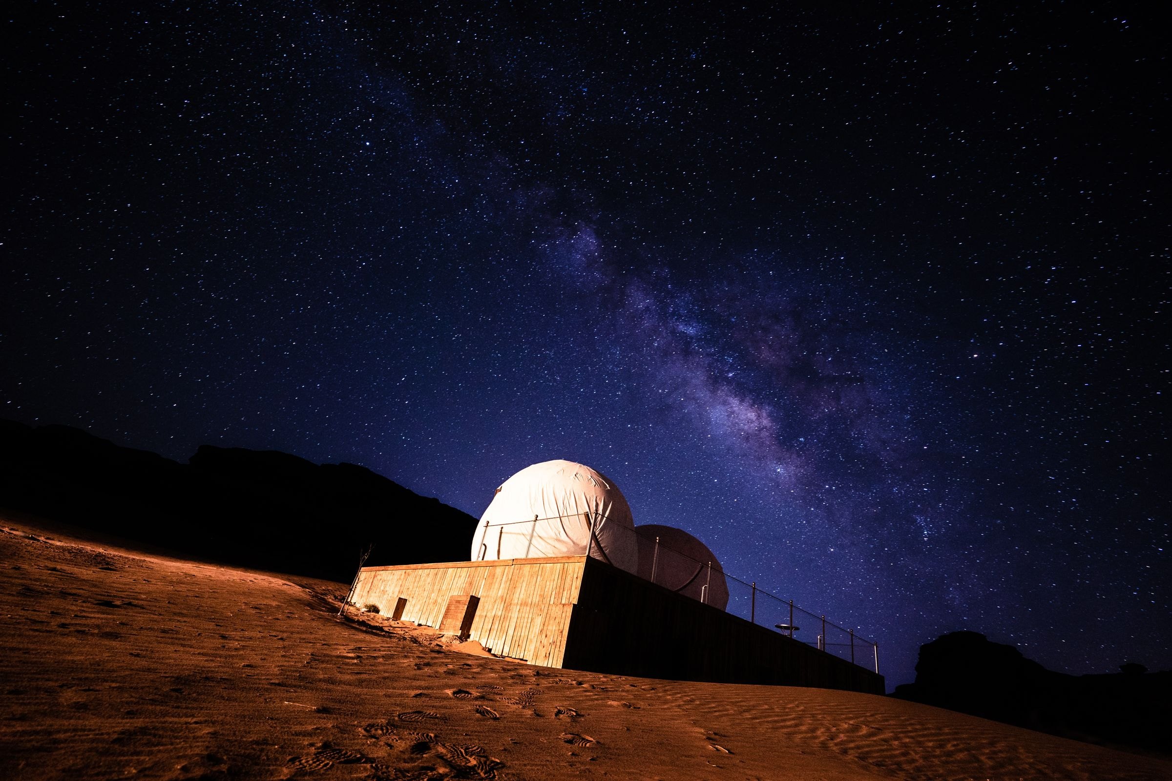 The Milky Way over a desert observatory