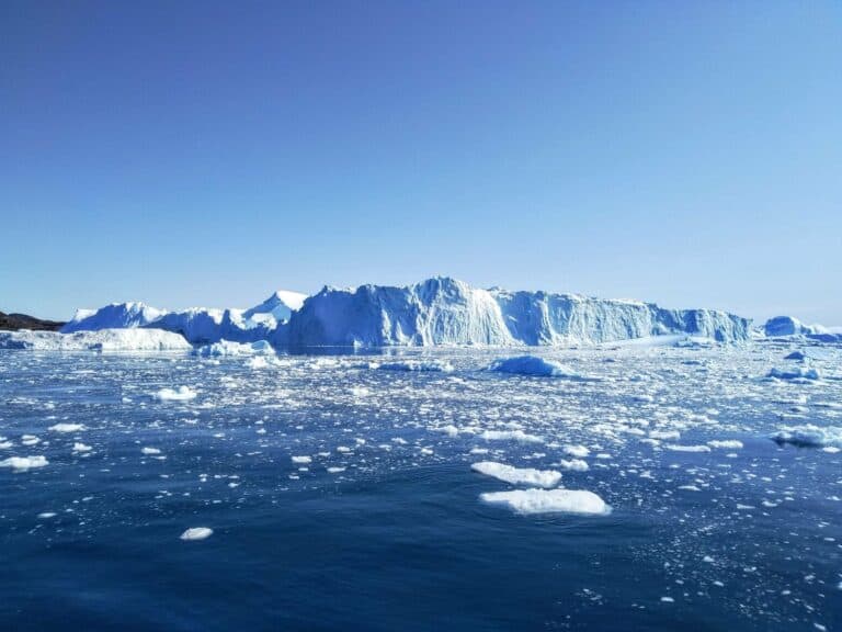 Icebergs floating in Disko Bay, Greenland