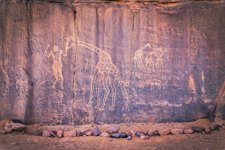 Ancient giraffe engravings near Djanet