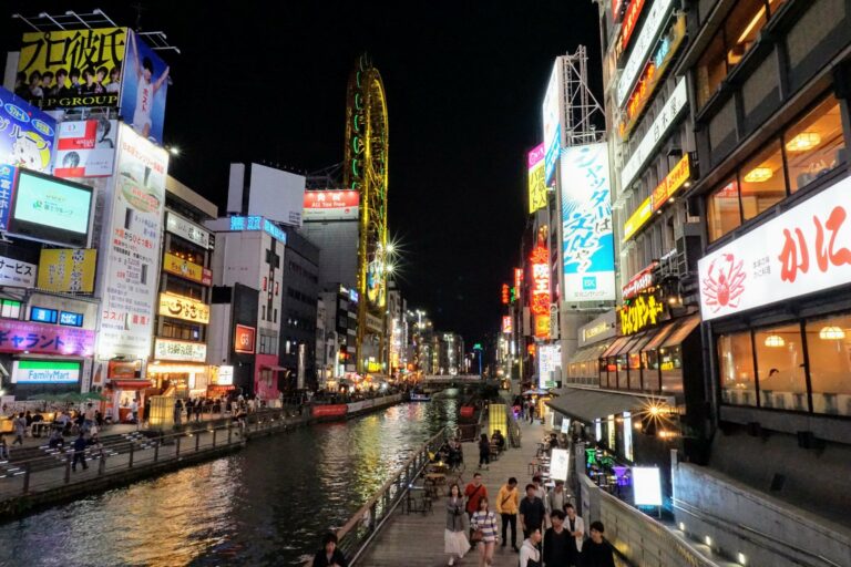 The Dotonbori Canal in Osaka at night