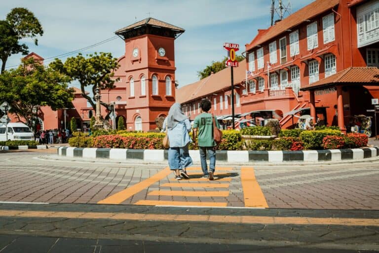 The red buildings of Dutch Square in Melaka, Malaysia