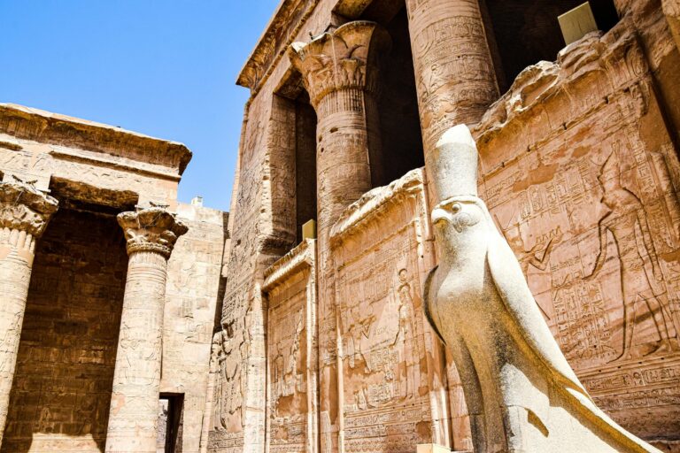 A falcon statue of Horus at Edfu