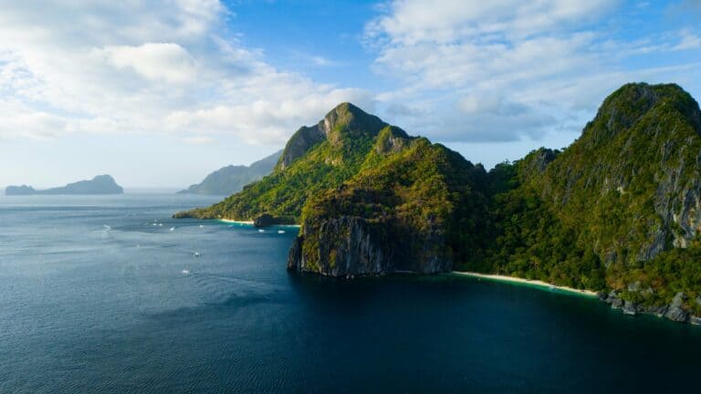 El Nido's limestone islands from the air, Palawan