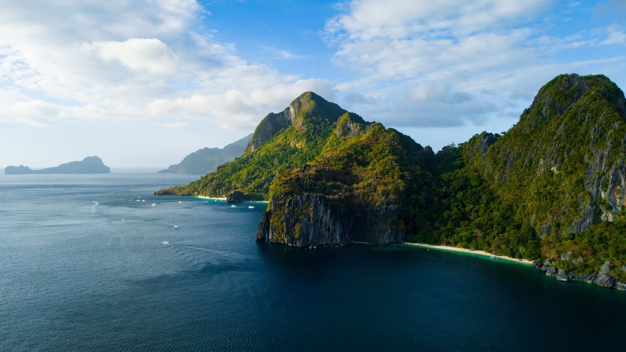 El Nido's limestone islands from the air, Palawan