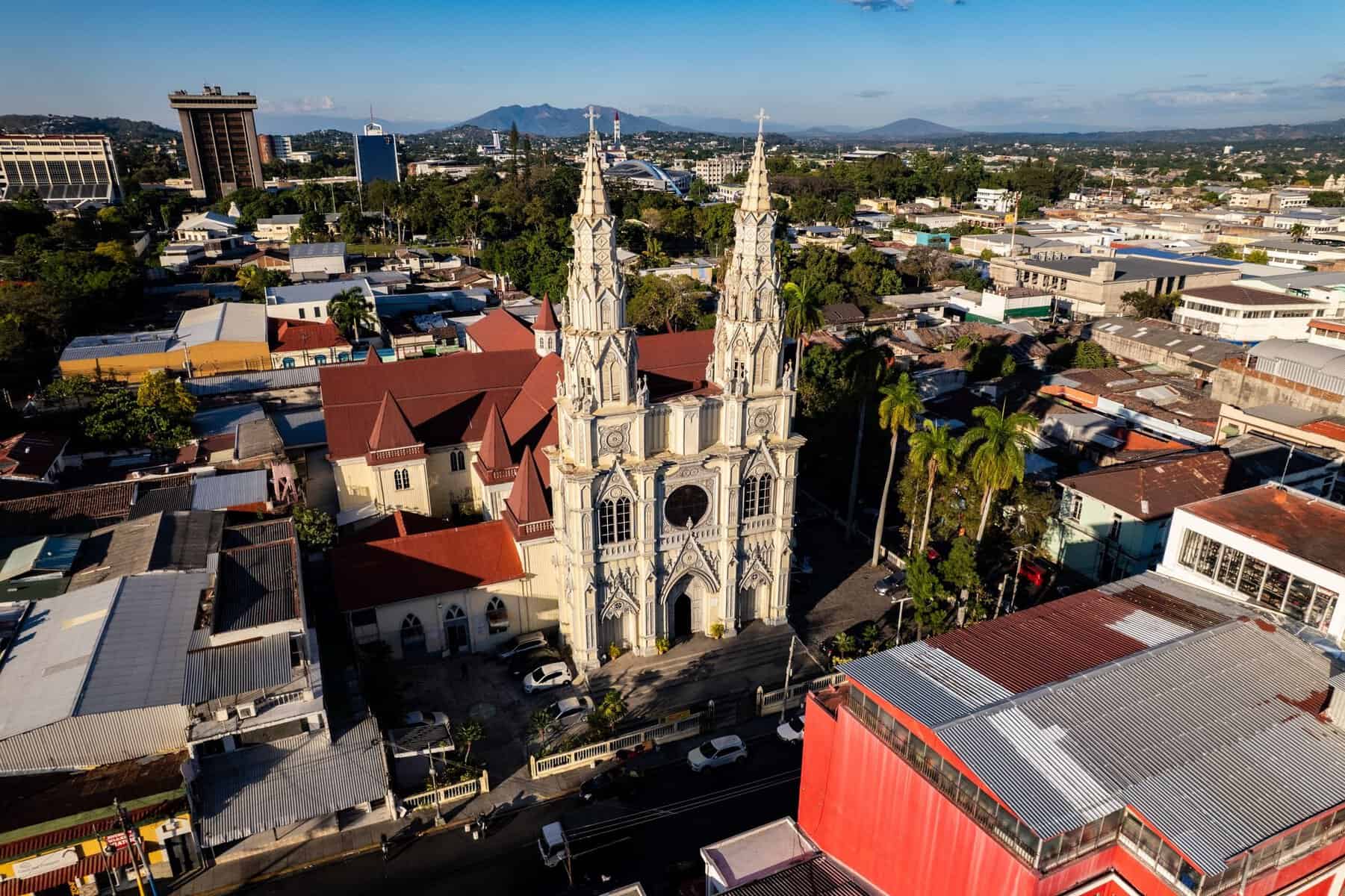 Aerial view of El Rosario Church in San Salvador, El Salvador