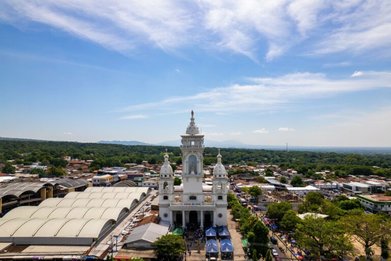 A church among green countryside in El Salvador