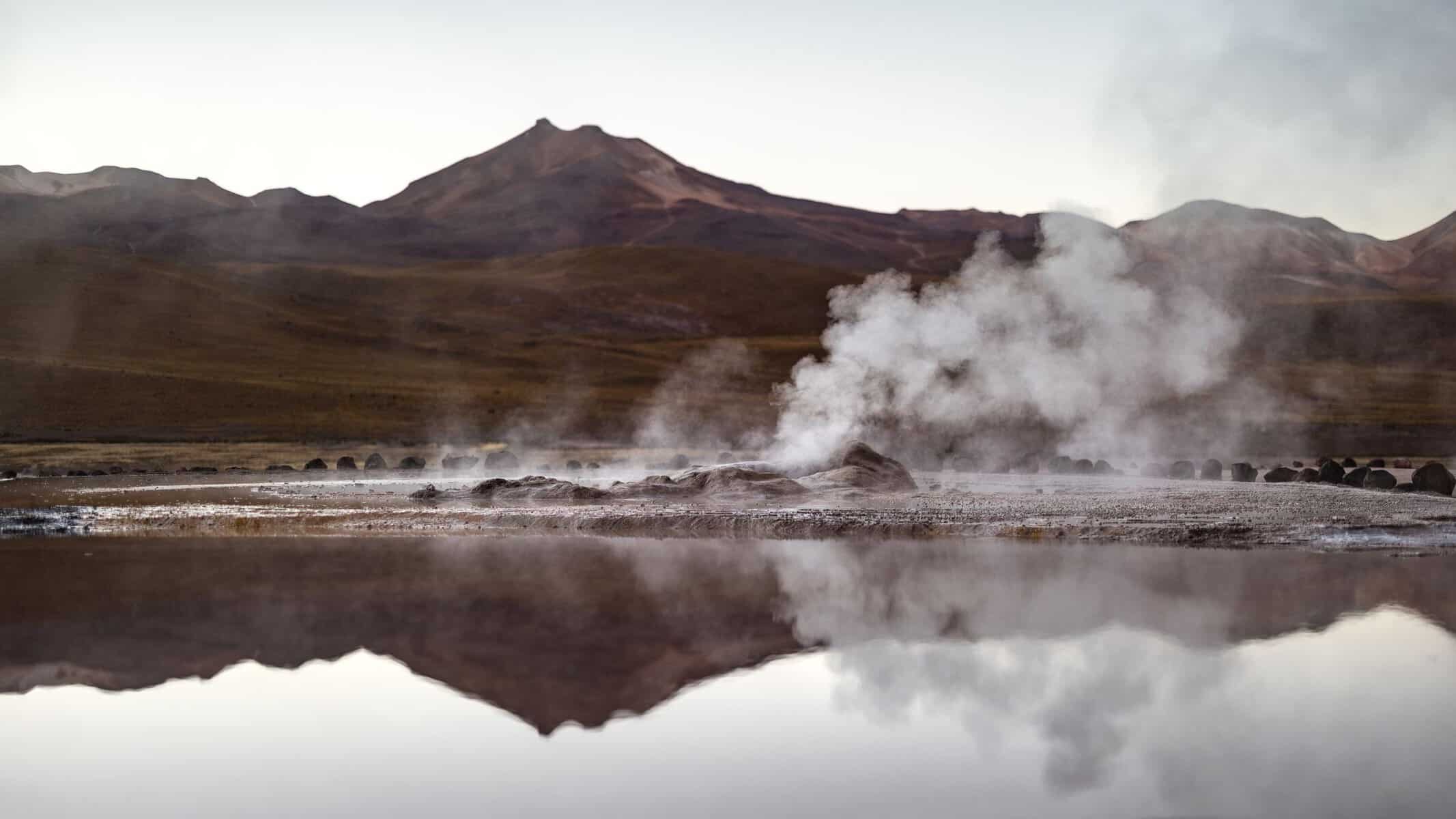 Steam rising from the El Tatio geysers