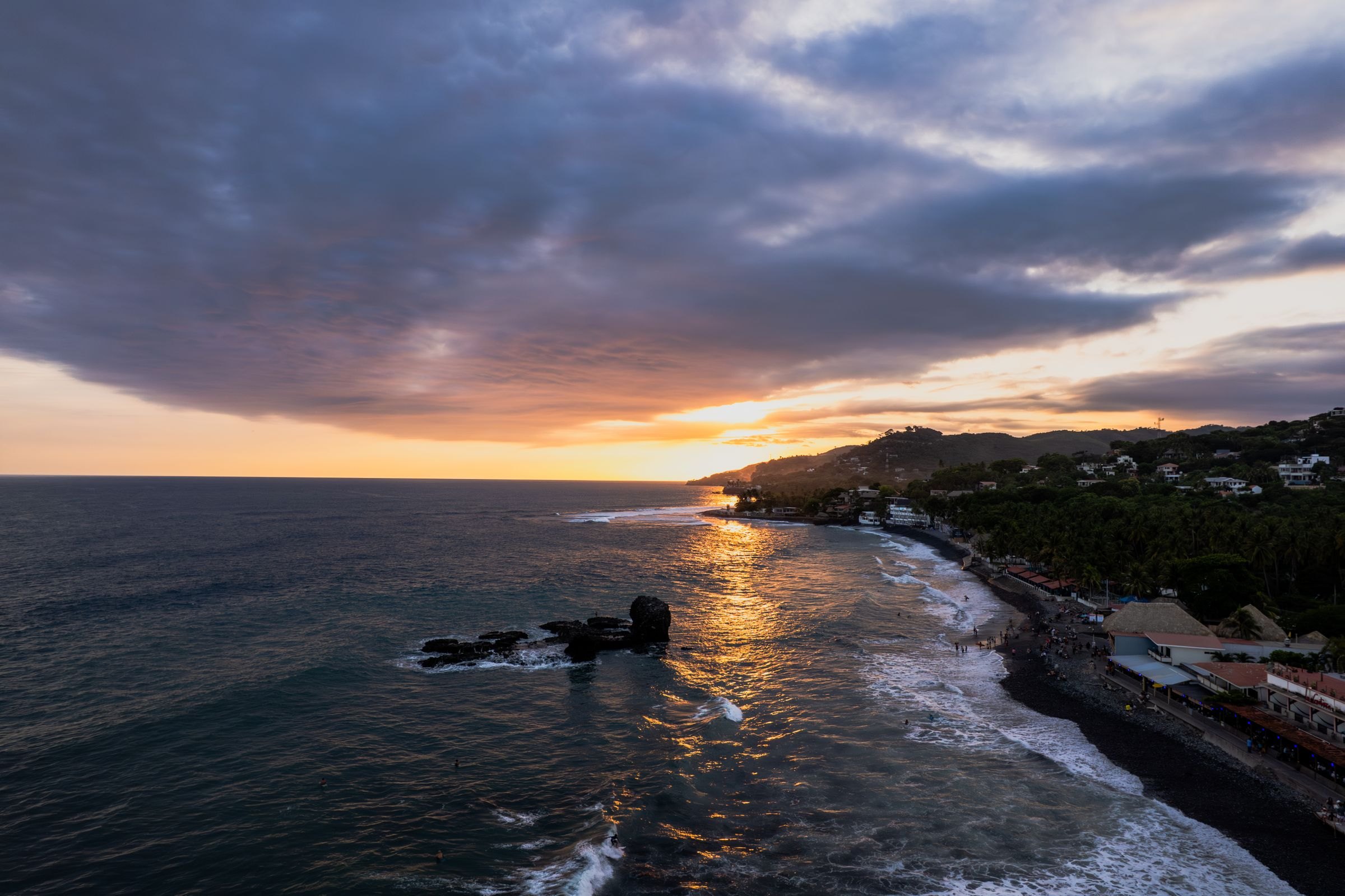 Sunset over the Pacific coast of El Salvador