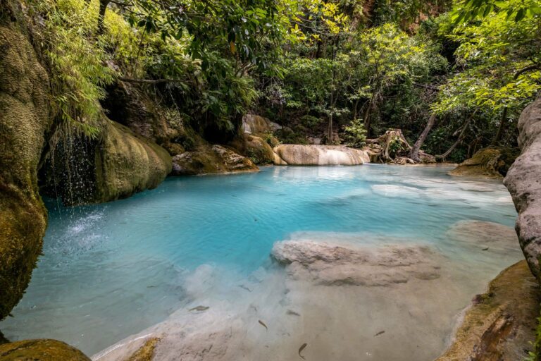 A turquoise pool at Erawan Falls